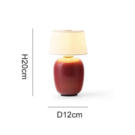 Royelux Modern Ceramic LED Bedside Table Lamp with Fabric Shade for Bedroom Nightstand