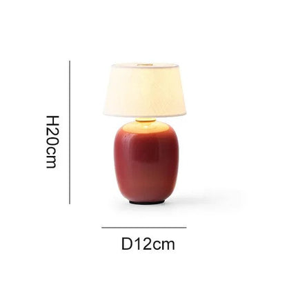 Royelux Modern Ceramic LED Bedside Table Lamp with Fabric Shade for Bedroom Nightstand