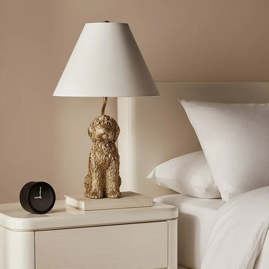 LuxRoyale Golden Doodle Dog Table Lamp - Elegant Resin Puppy Accent Light