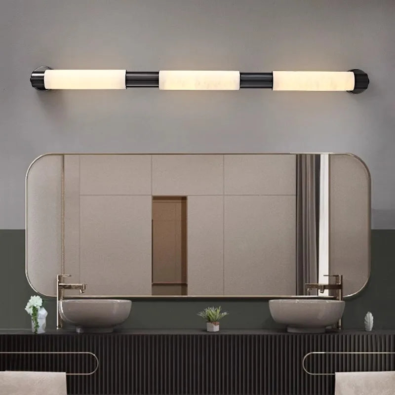 Royelux Alabaster Cylinder Wall Sconce - Brass Minimalist Modern Wall Light