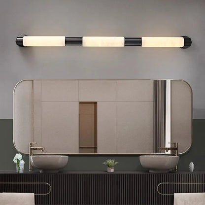 Royelux Alabaster Cylinder Wall Sconce - Brass Minimalist Modern Wall Light