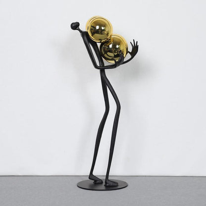 Royelux Modern Abstract Metal & Gold Sphere Sculpture - Elegant Home Decor Figurine