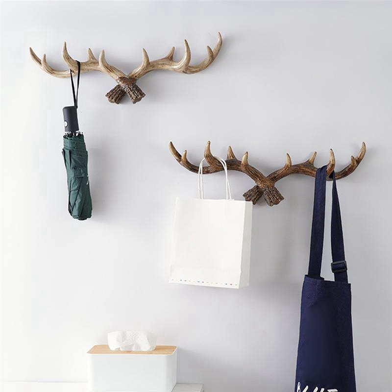 RoyaleGlow Rustic Antler Wall Mounted Coat Rack - Multi Hook Entryway Organizer