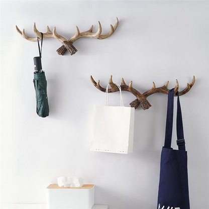 RoyaleGlow Rustic Antler Wall Mounted Coat Rack - Multi Hook Entryway Organizer