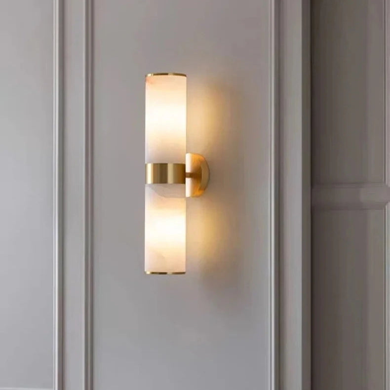 RoyaleGlow Modern Brass & Alabaster Wall Sconce - Elegant Up/Down Lighting