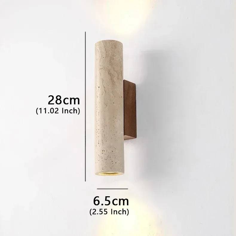 Lumora Travertine Up Down Wall Sconce, Modern Stone Wall Light Luxury with Two Way Glow
