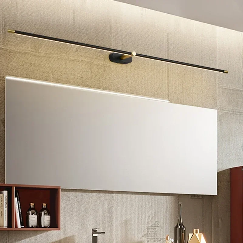 LuxRoyale Minimalist Linear Wall Lamp with Gold End Caps, Aluminum Construction