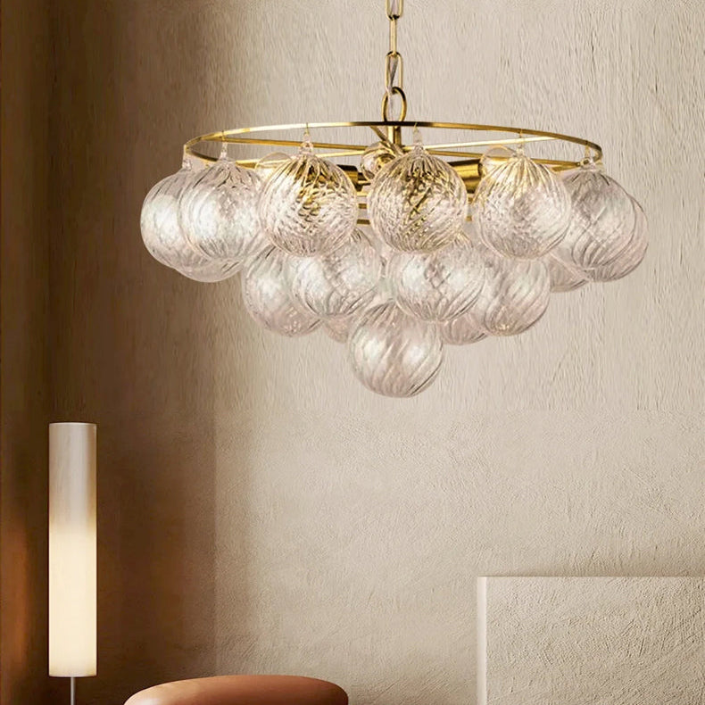 LuxRoyale Glass Bubble Chandelier-Modern Gold Orb Pendant Light Fixture