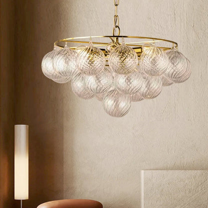 LuxRoyale Glass Bubble Chandelier-Modern Gold Orb Pendant Light Fixture