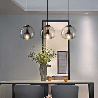 RoyaleGlow Smoked Glass Pendant Light-Modern Hanging Ceiling Fixture For Kitchen Island