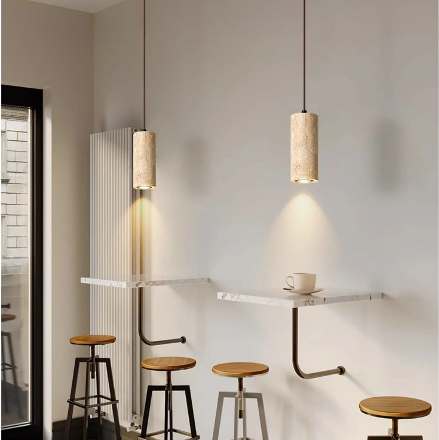 Royelux Natural Travertine Pendant Light Wabi Sabi Stone Hanging Lamp