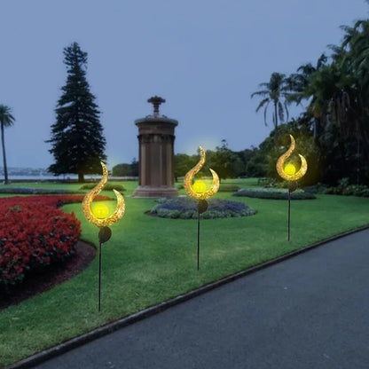 Rayvia Ornate Metal IP65 Solar Garden Stake Light with Cracked Glass Globe