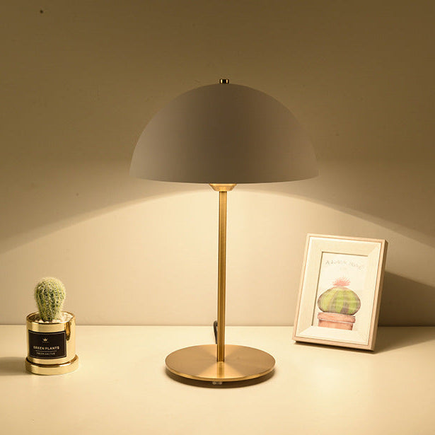 RoyaleGlow Mid Century Modern Gold Mushroom Table Lamp for Bedroom & Living Room