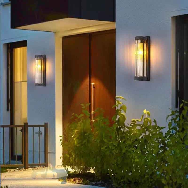 Royelux Solar Outdoor Vintage Ribbed IP65 Wall Sconce Light Fixture