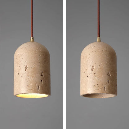 LuxRoyale Travertine Pendant Light, Wabi-Sabi Vintage Stone Hanging Lamp