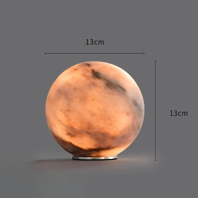 RoyaleGlow Cordless Alabaster Sphere Table Lamp - LED Marble Orb Light