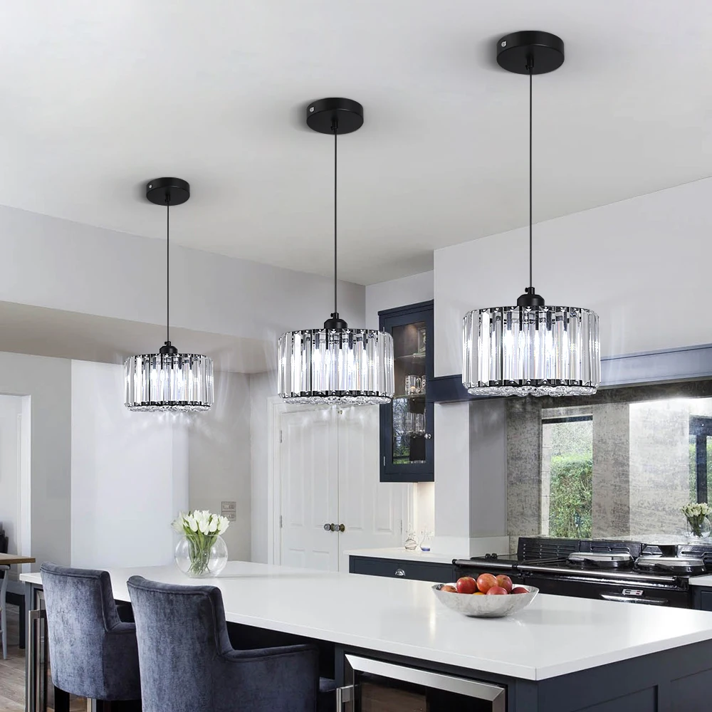 LuxRoyale Round Crystal Chandelier Pendant Light for Dining Room or Foyer