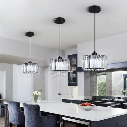 LuxRoyale Round Crystal Chandelier Pendant Light for Dining Room or Foyer
