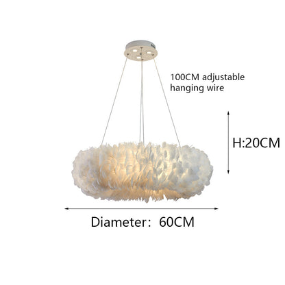 RoyaleGlow Nordic Feather Chandelier Modern LED Pendant Light for Living Room