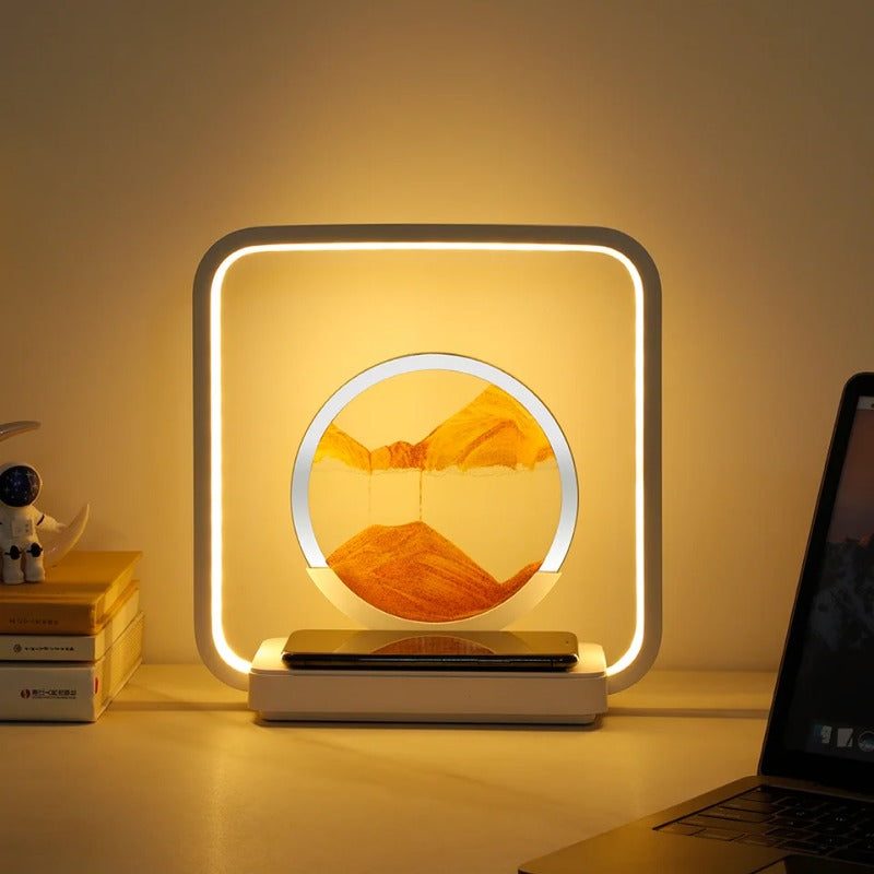 Royelux 3D Moving Sand Art Lamp with 15W Wireless Charger & LED Desk Light