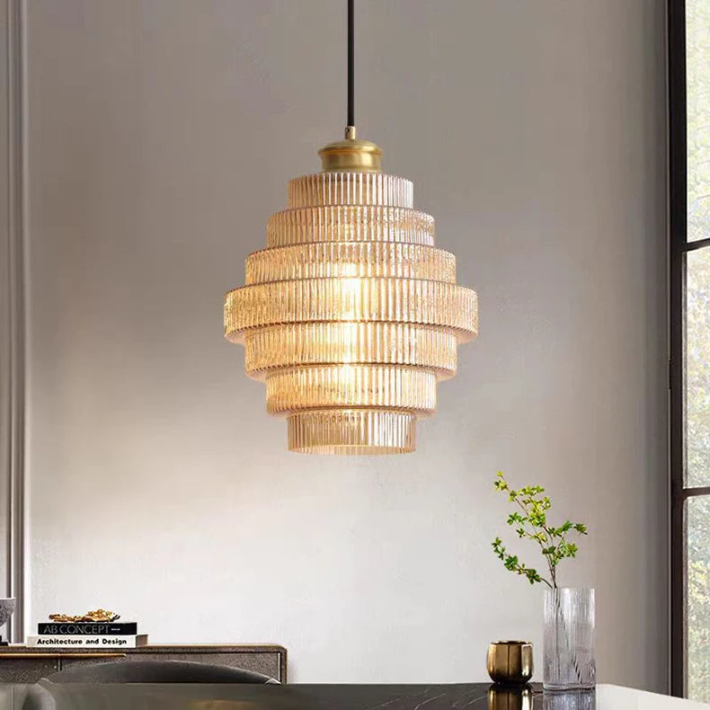 Royelux Tiered Glass Chandelier Pendant Light for Dining Room and Living Room