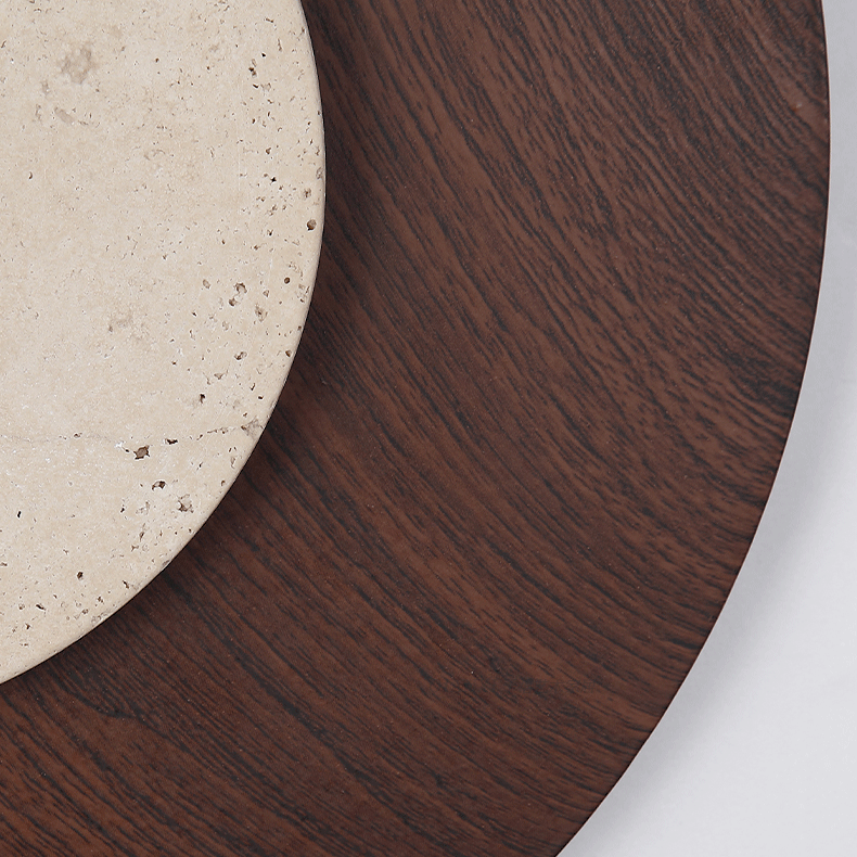 RoyaleGlow Yellow Travertine Round Wall Lamp-Modern Stone Lighting Fixture