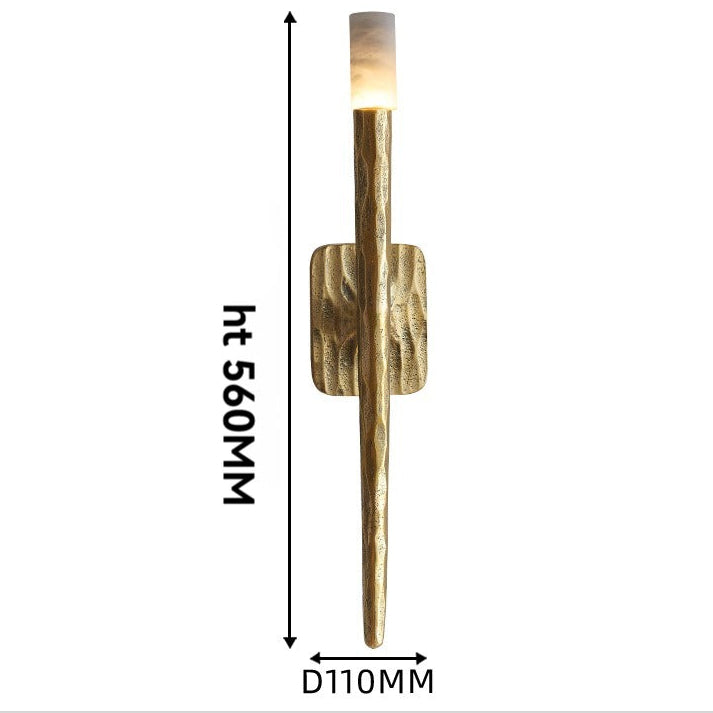 LuxRoyale Forged Brass & Marble Wall Sconce -Elegant 20-Inch LED Light