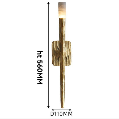 LuxRoyale Forged Brass & Marble Wall Sconce -Elegant 20-Inch LED Light