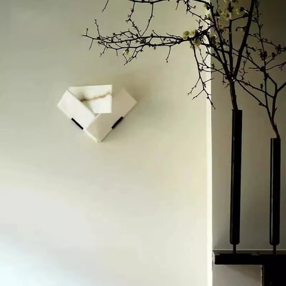 RoyaleGlow Modern Alabaster Wall Sconce Light - Natural Stone LED Fixture for Hallway & Bedroom