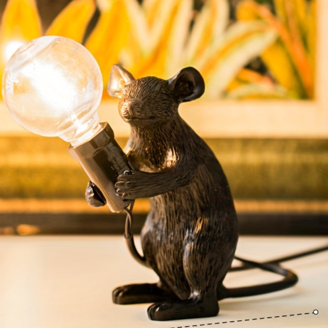 RoyaleGlow Cheese Guardian Table Lamp – USB Resin Downlight with Button Control