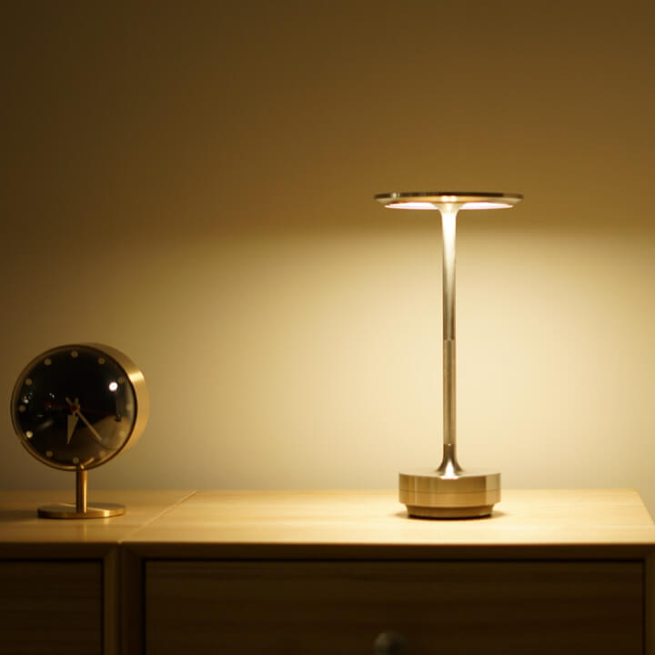 Luxlive Cordless Ambient Table Lamp - Metallic, Waterproof, Adjustable Brightness - Gold