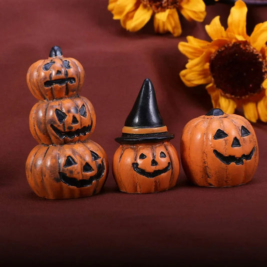 3pcs Miniature Figurines, Fairy Garden Decorations - Halloween Pumpkins & Party Favors 0