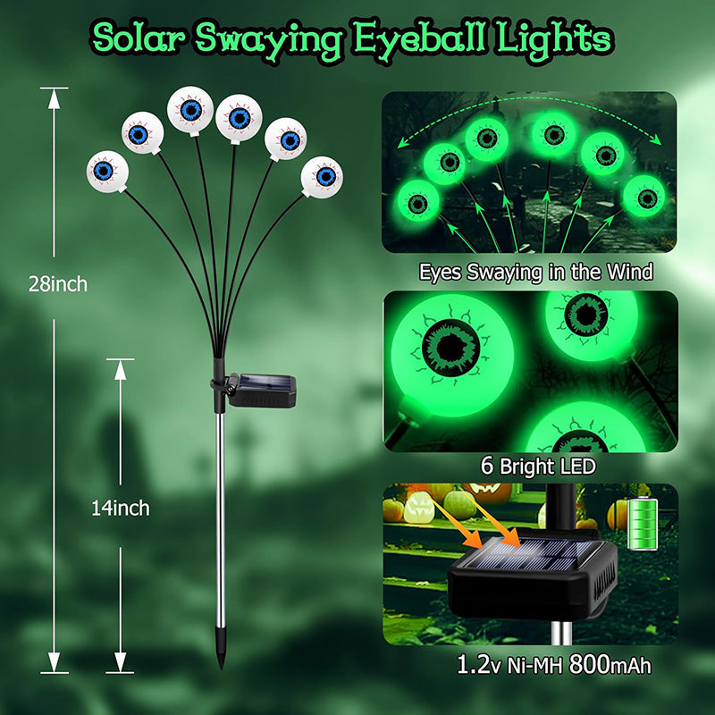 4-Packs Halloween Solar Scary Eyeball Lights 8
