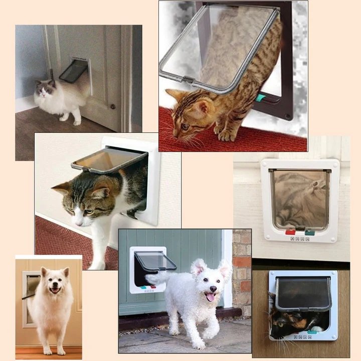 Pawellure 4-Way Locking Cat Flap Door – Secure & Easy Access for Pets