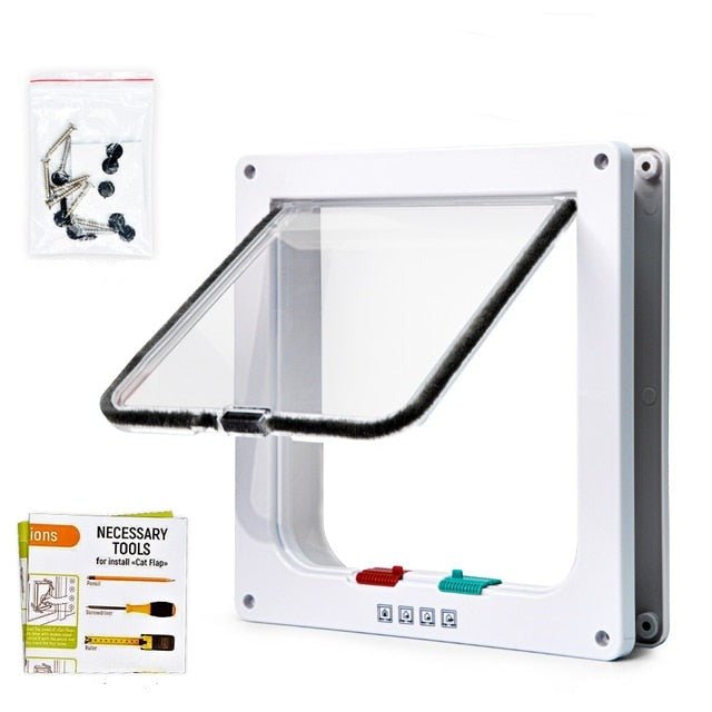 Pawellure 4-Way Locking Cat Flap Door – Secure & Easy Access for Pets
