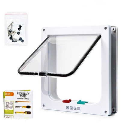 Pawellure 4-Way Locking Cat Flap Door – Secure & Easy Access for Pets
