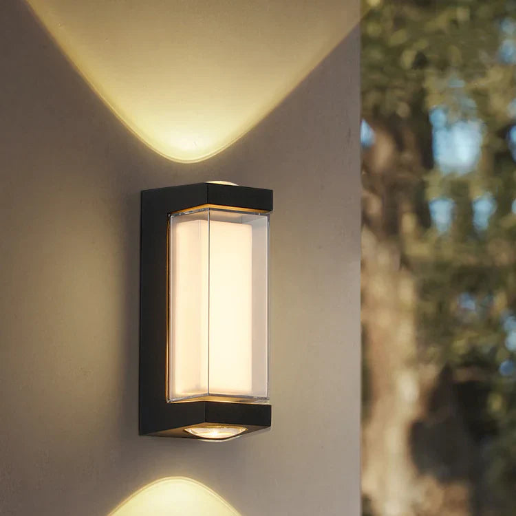RoyaleGlow Modern Black Aluminum Outdoor Wall Light Up Down IP65 Rated