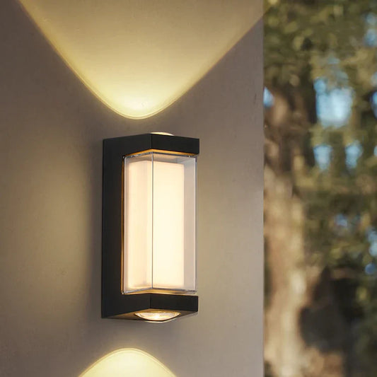 RoyaleGlow Modern Black Aluminum Outdoor Wall Light Up Down IP65 Rated