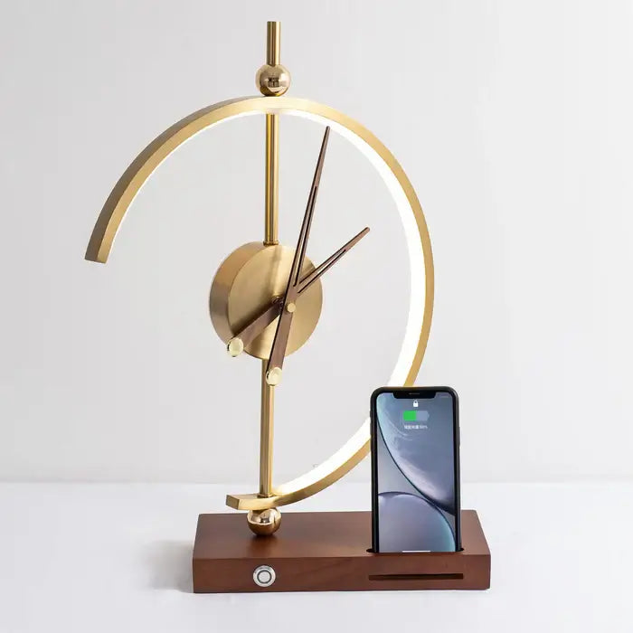 Luxora Rechargeable Lamp Clock – Qi Wireless Charger, LED Desk Accent