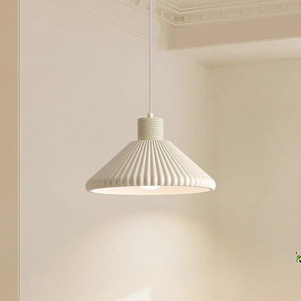 RoyaleGlow Modern Pleated Cone Pendant Light for Dining Room & Kitchen Island