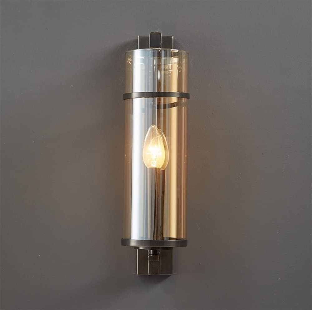 RoyaleGlow Farmhouse Brass Wall Sconce with Clear Cylinder Glass Shade - Royale Basic