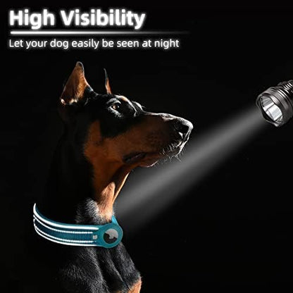 RoyaleGlow AirTag Dog Collar with Reflective Safety Stitching