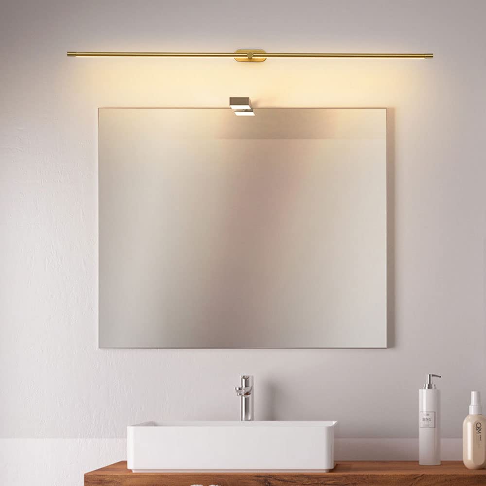 LuxRoyale Minimalist Linear Wall Lamp with Gold End Caps, Aluminum Construction