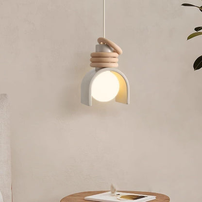 Royelux Modern Rustic Terracotta & Wood Pendant Light for Bedroom, Restaurant & Bar