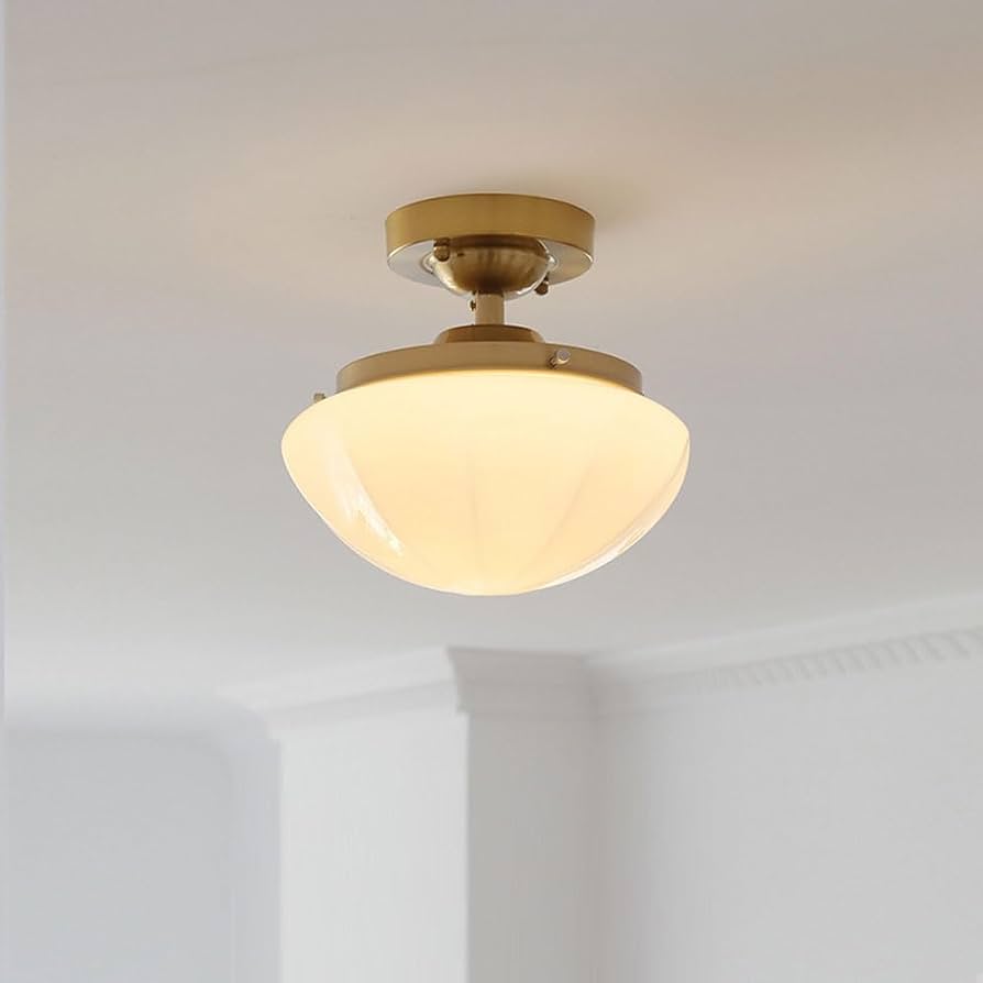 Royallure White Jade Glass Chandelier with Antique Copper Finish for Living Room & Entryway