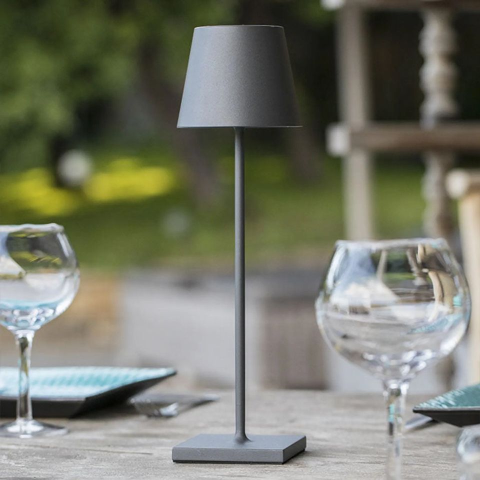 Dimmable Tall Table Lamp - Touch-Activated, USB-C Rechargeable Modern Lighting - Matte Grey