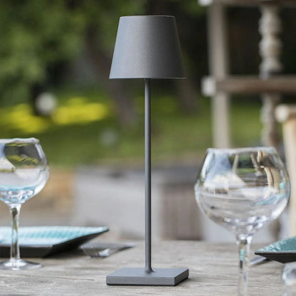 Dimmable Tall Table Lamp - Touch-Activated, USB-C Rechargeable Modern Lighting - Matte Grey