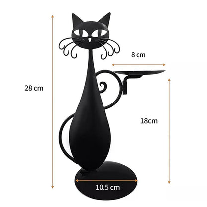 Royaleva Black Cat Candle Holder for Stylish Decor