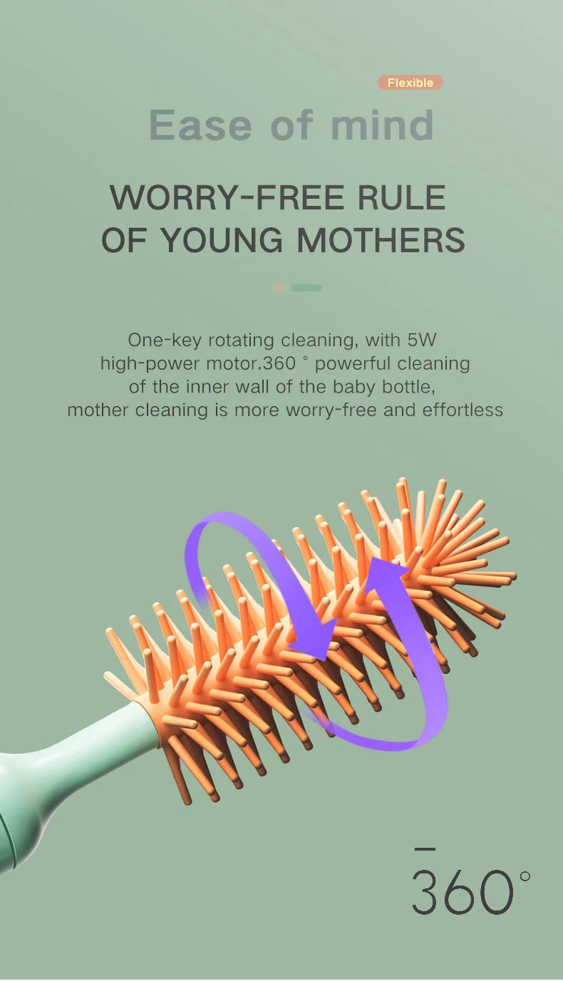 RoyaleGlow Electric Baby Bottle Brush with 360° Cleaning