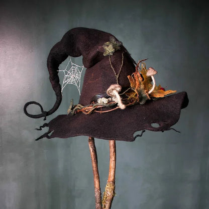 RoyaleGlow Halloween Party Felt Witch Hats for Adults